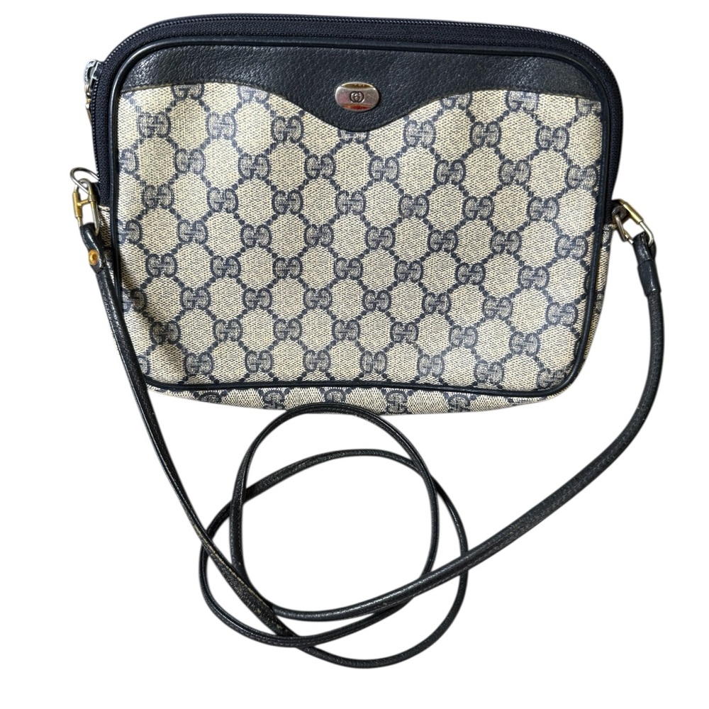 Gucci Authentic Vintage Beige Navy  Supreme‎ Sherry  GG Canvas Crossbody